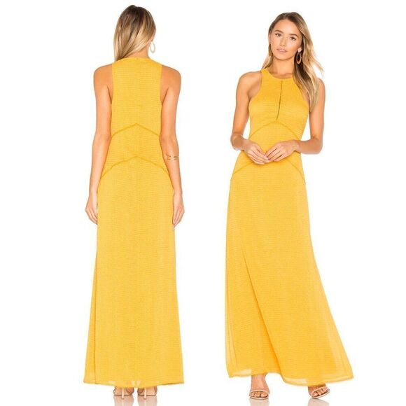 House of Harlow 1960 x Revolve Allegra Mustard Yellow Maxi Dress - Picture 1 of 11